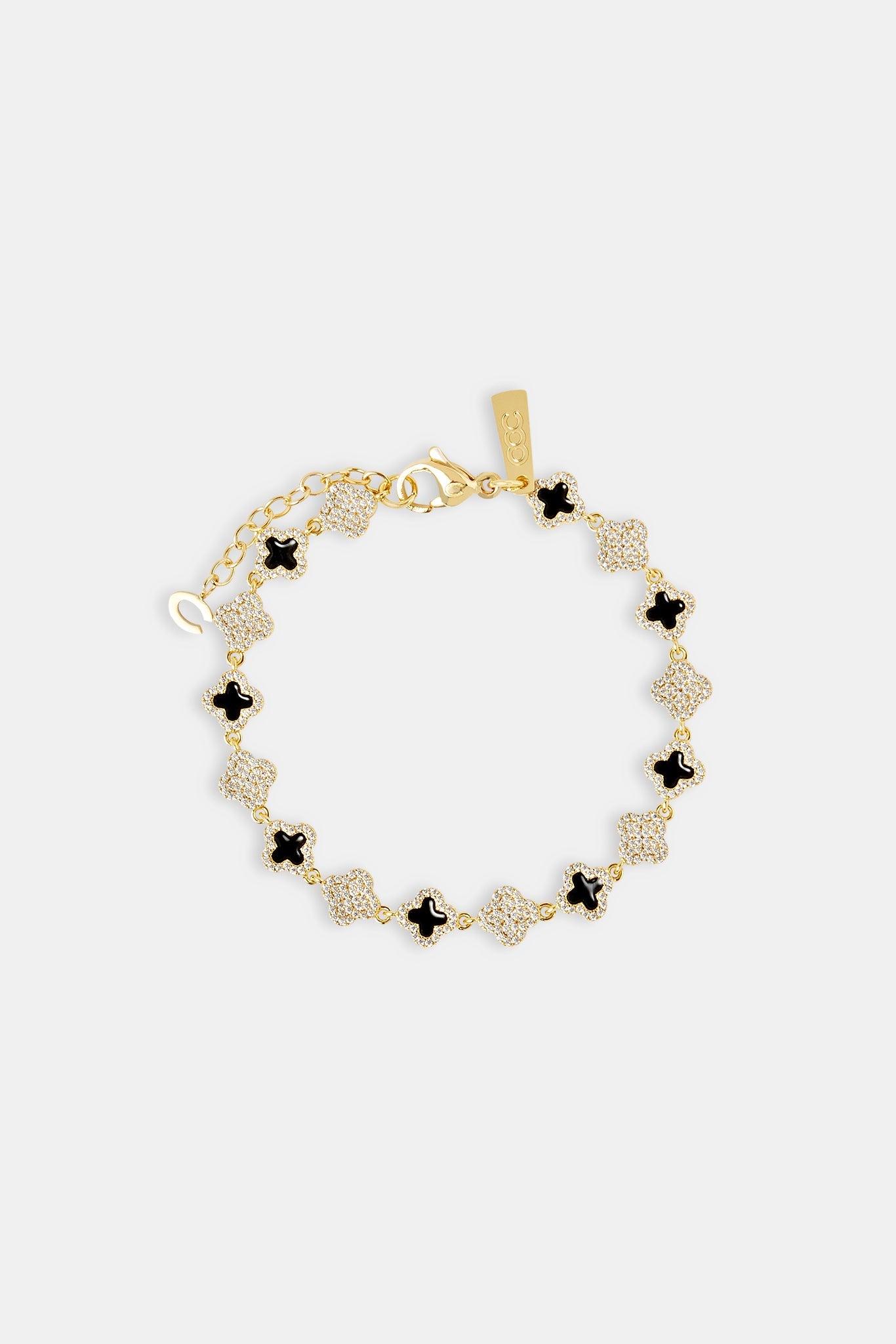 Iced & Black Enamel Motif Bracelet - 8mm